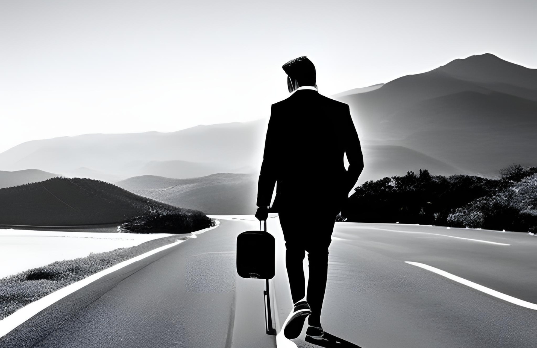 A man in a suit and tie walking down the street